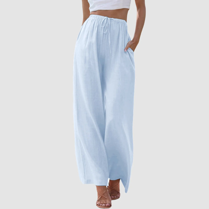 Pantalon taille haute à jambes larges
