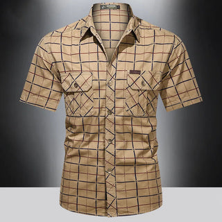 Chemise élégante à manches courtes à carreaux