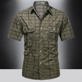 Chemise élégante à manches courtes à carreaux
