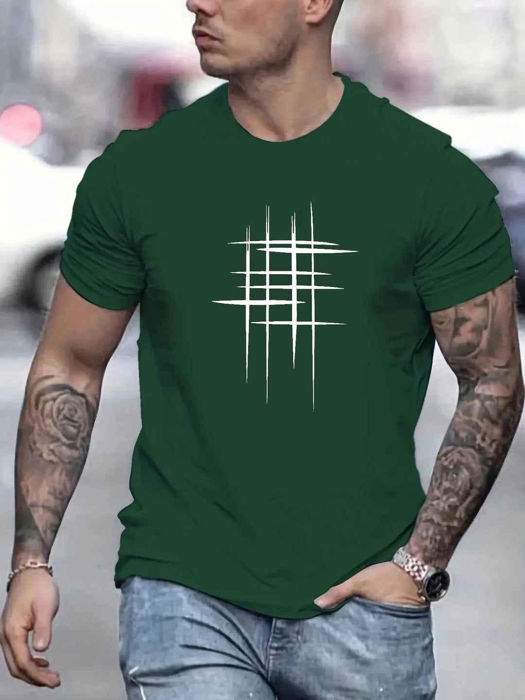 T-shirt élégant à col rond avec imprimé graphique