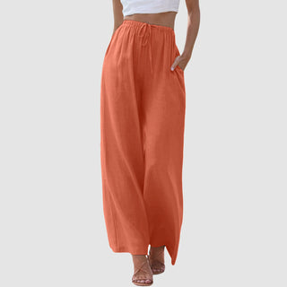 Pantalon taille haute à jambes larges