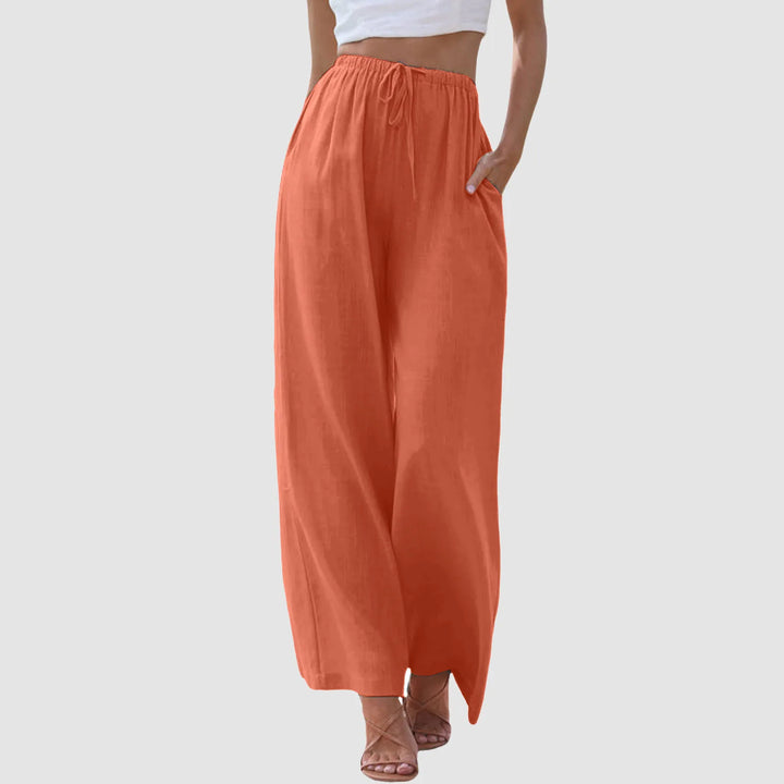 Pantalon taille haute à jambes larges