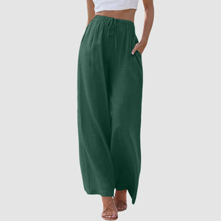 Pantalon taille haute à jambes larges
