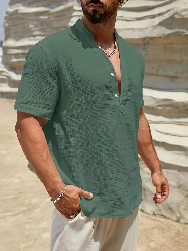Chemise d’été élégante à col montant