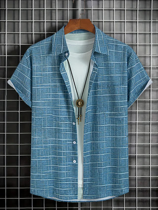Chemise élégante à motif rayé et à carreaux