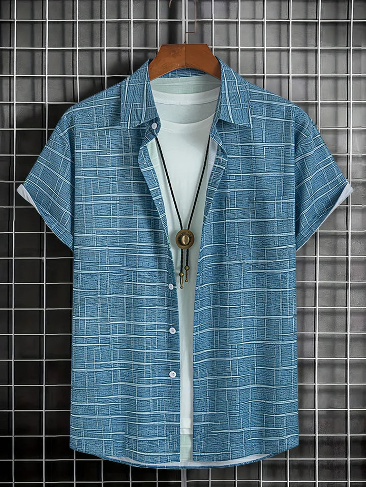 Chemise élégante à motif rayé et à carreaux