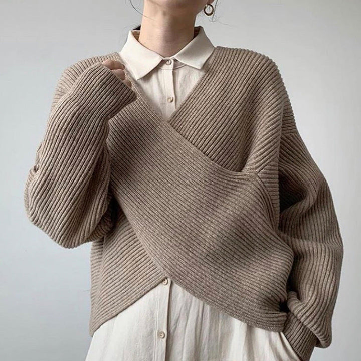 Pull en tricot croisé chic