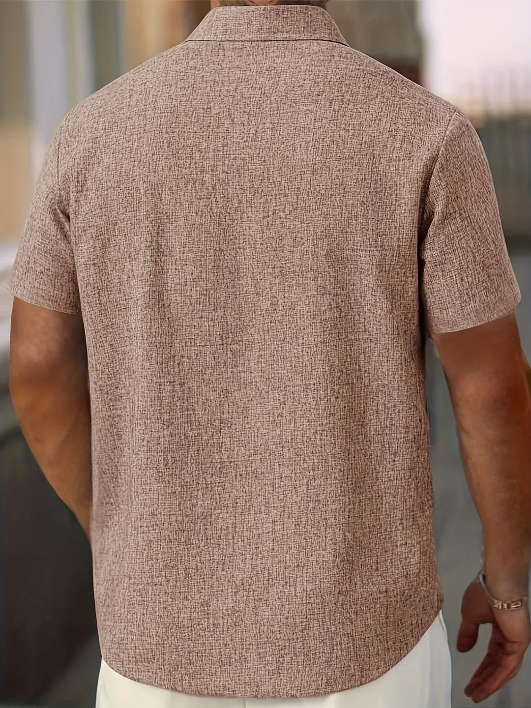 Chemise légère à manches courtes en mélange de lin