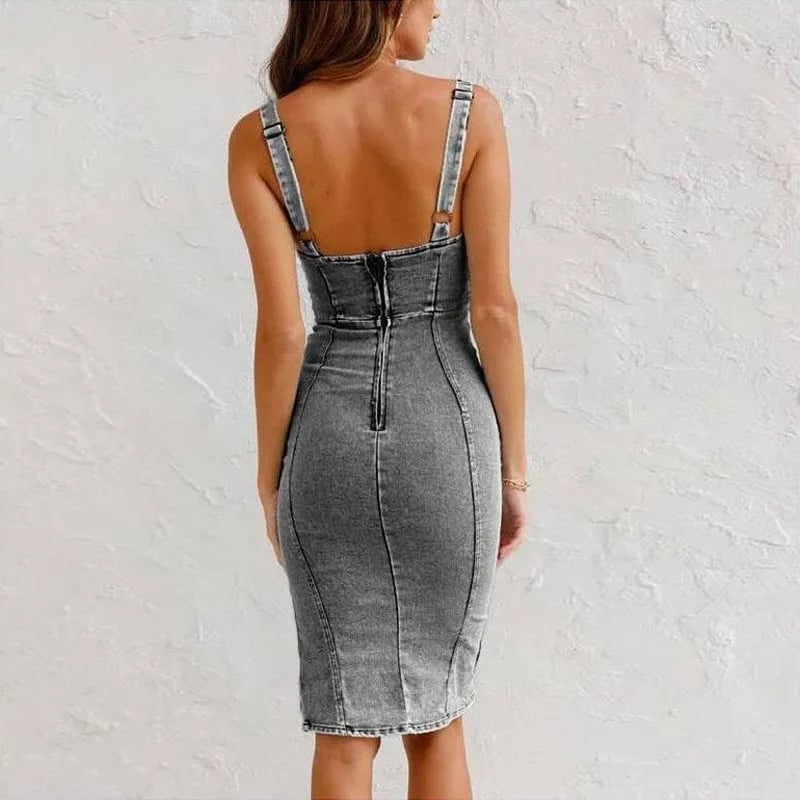 Robe Camisole Moulante en Denim