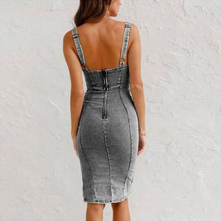 Robe Camisole Moulante en Denim