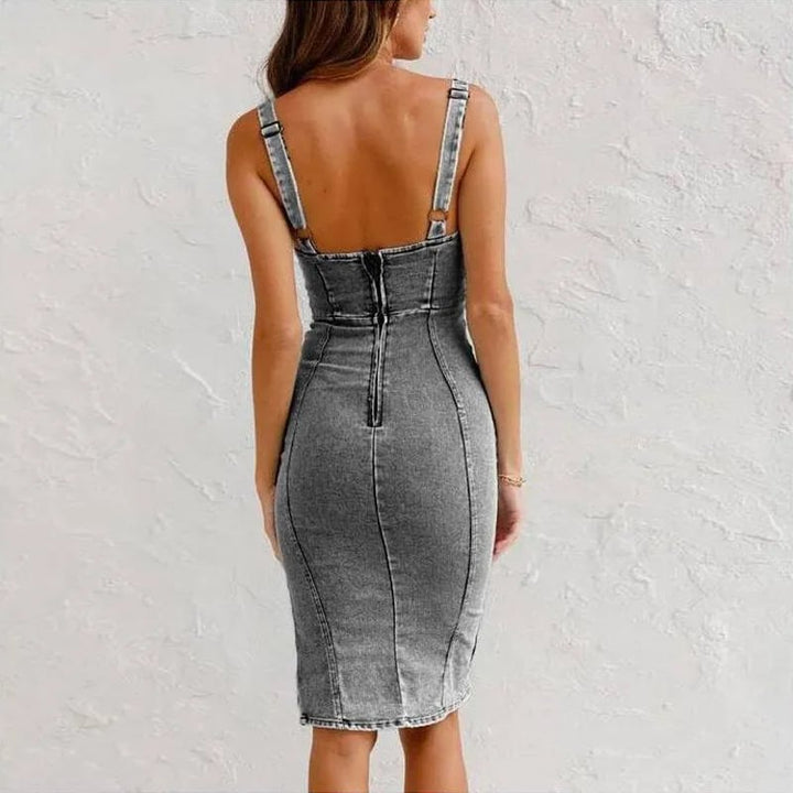 Robe Camisole Moulante en Denim